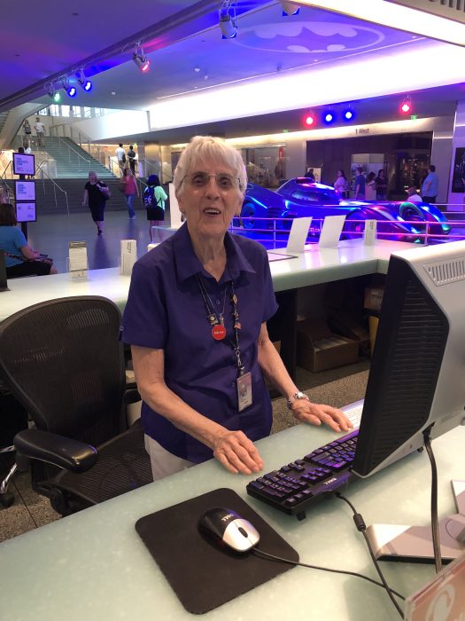 Dunn at the information desk at the Hirshhorn