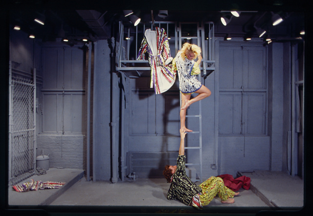 Mannequin posed on ladder