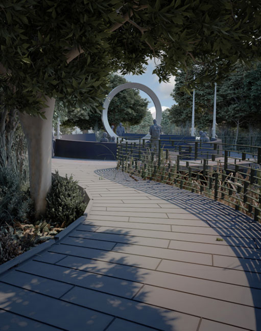 Artists rendering of memorial from pathway