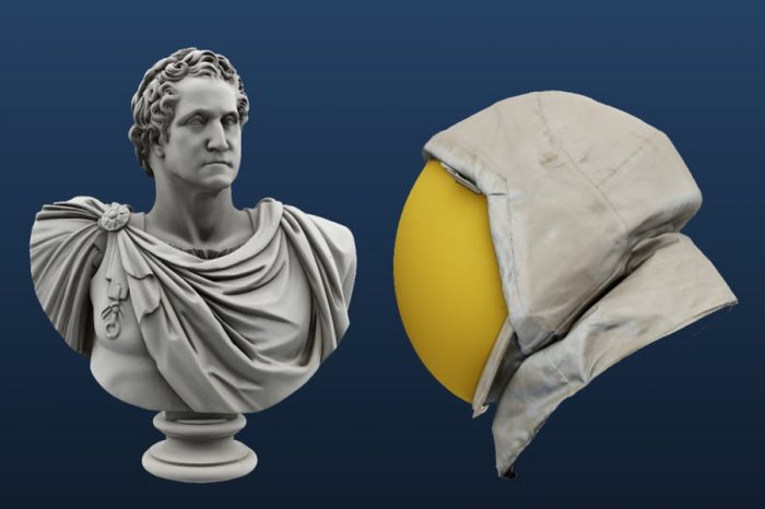 3D printed bust and space helmet