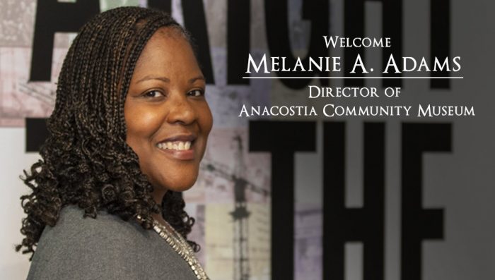 Banner photo of Melanie Adams with text