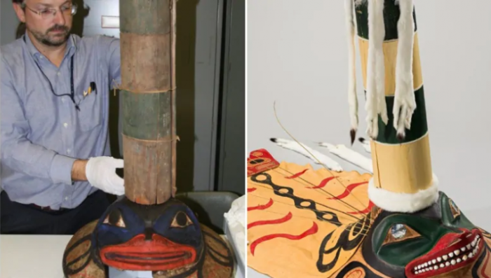 Side by side photos of artifacts