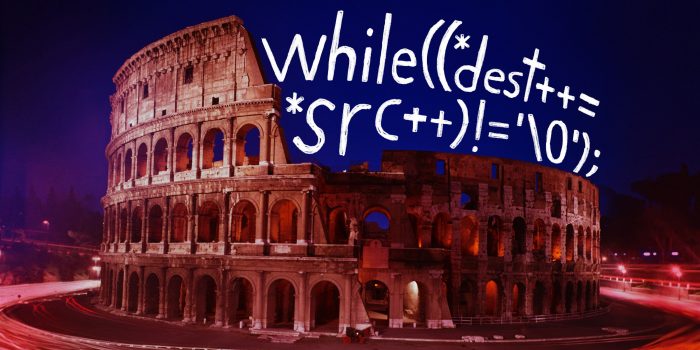 composite of colosseum and code