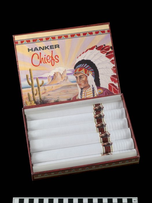Box of handkerchiefs with Indian logo