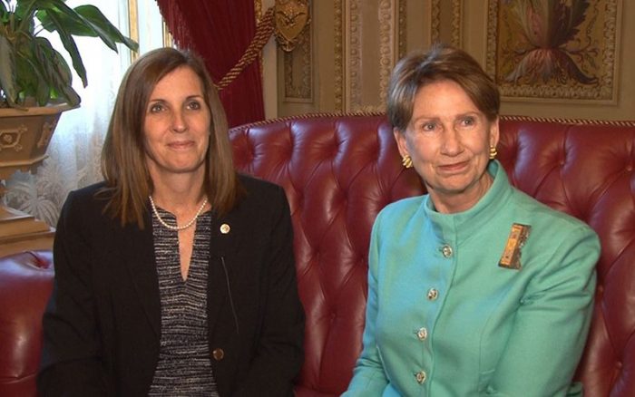 McSally and Barrett sitting on counch