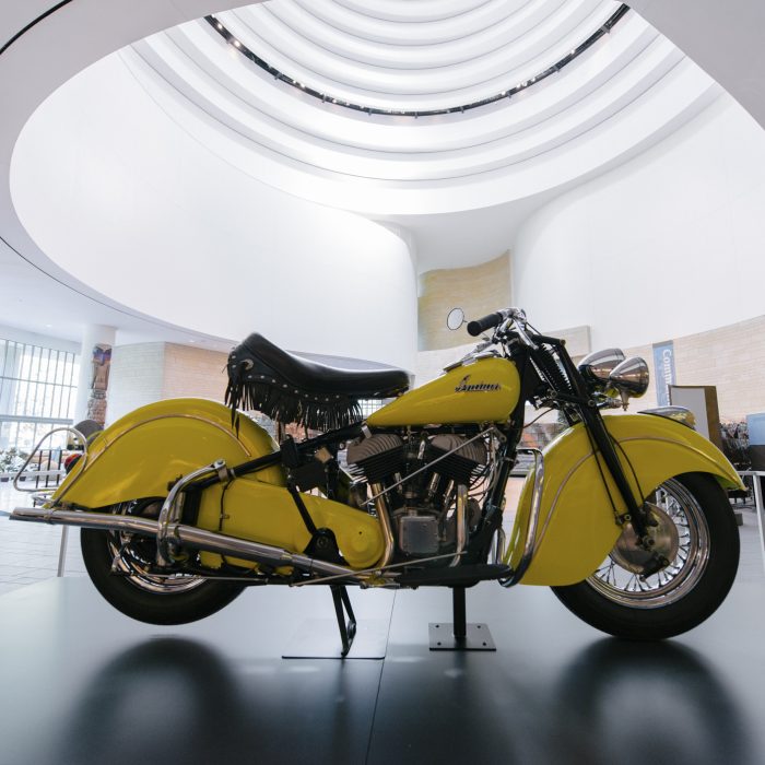 Yellow 1948 Indian motorcycle