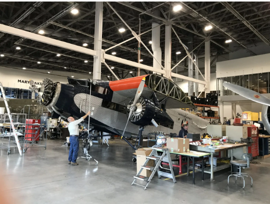 Plane in warehouse