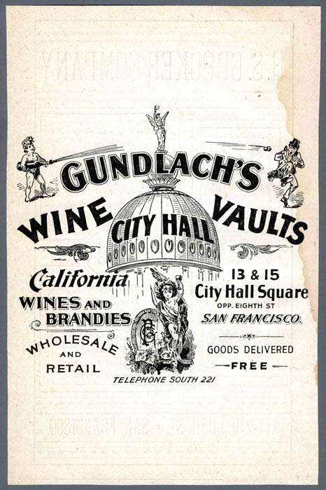 Ad for Gundlach's Wine Vaults