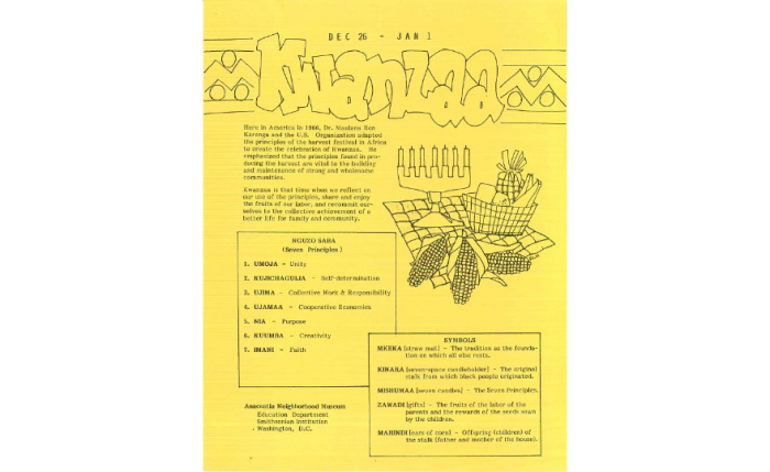 Yellow flyer promoting Kwanzaa 1987 celebration