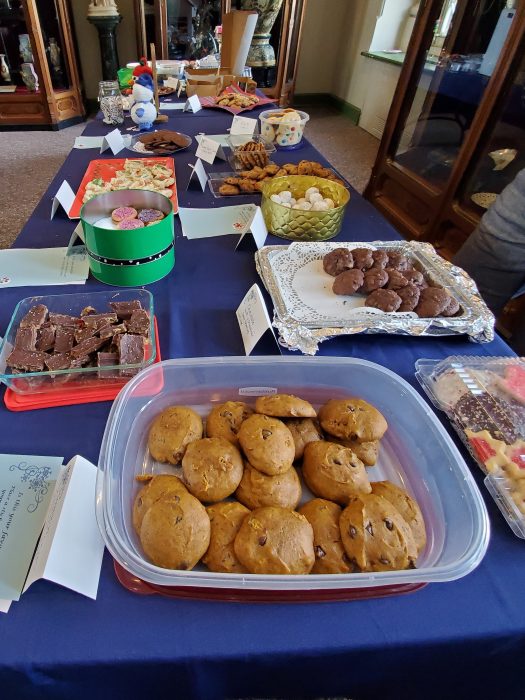 Cookies and candy on long table