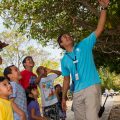 children with volunteers