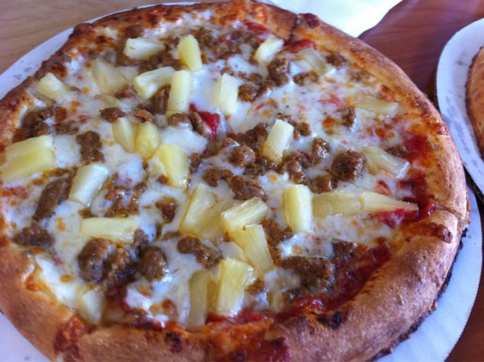 Sausage and pineapple pizza