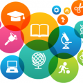 Graphic showing education-related icons