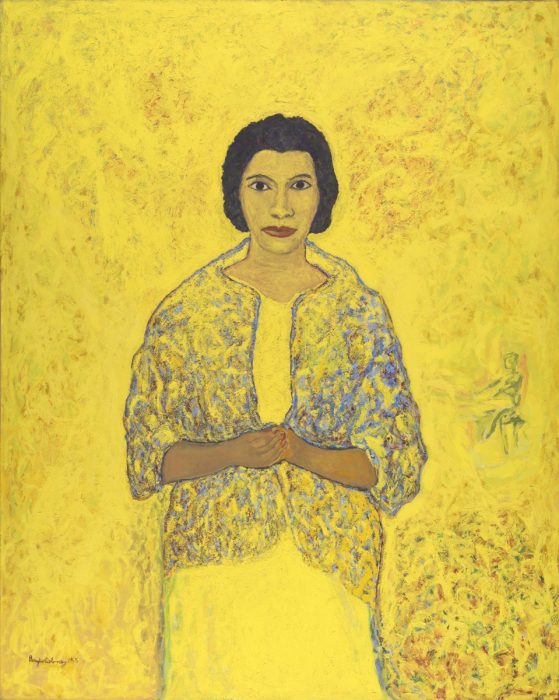 Painting of Marian Anderson, color is primarily yellow