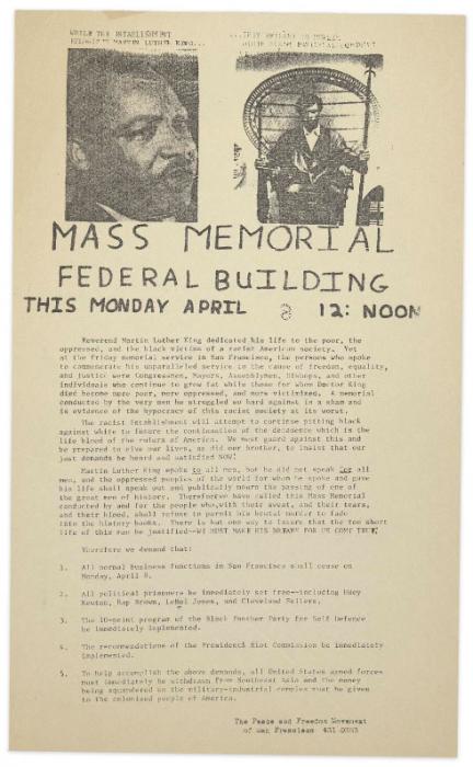 Handbill announcing mass memorial