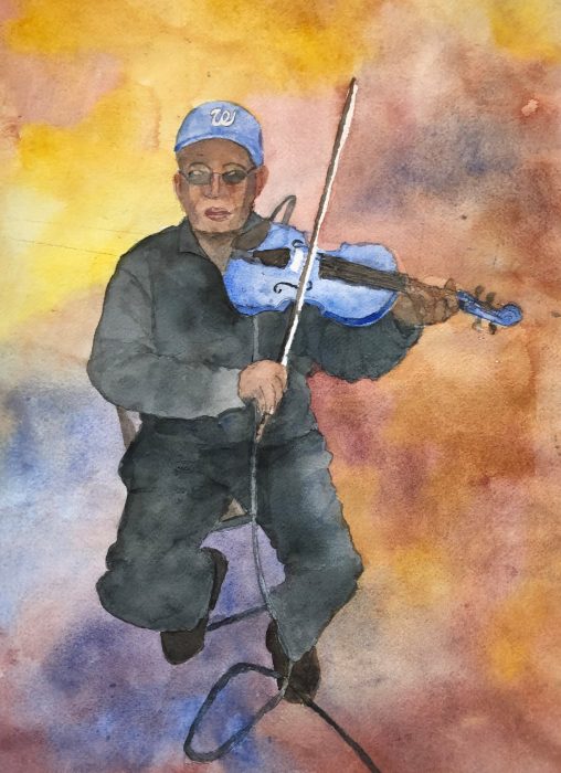 watercolor of violinist