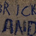 Detail of brick with "brick" written on it