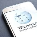 Phone showing Wikipedia logo