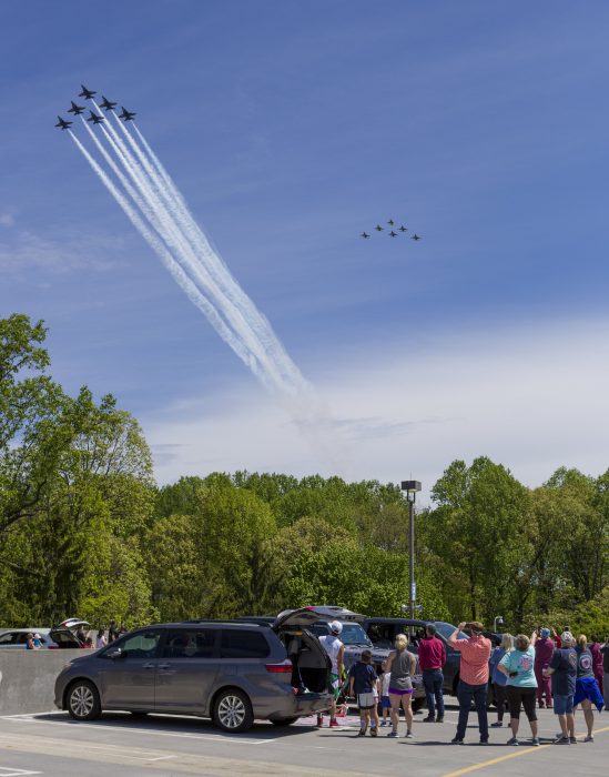 Spectators watching flyover