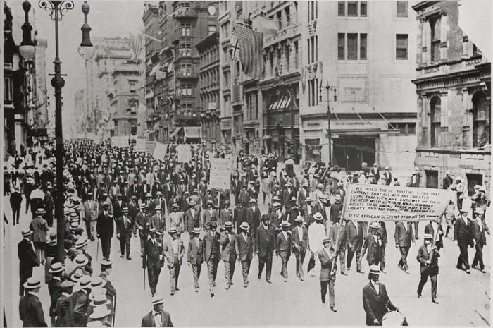 Black and white photo of Silent Parade