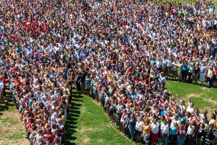 Staff gatherred on the Mall