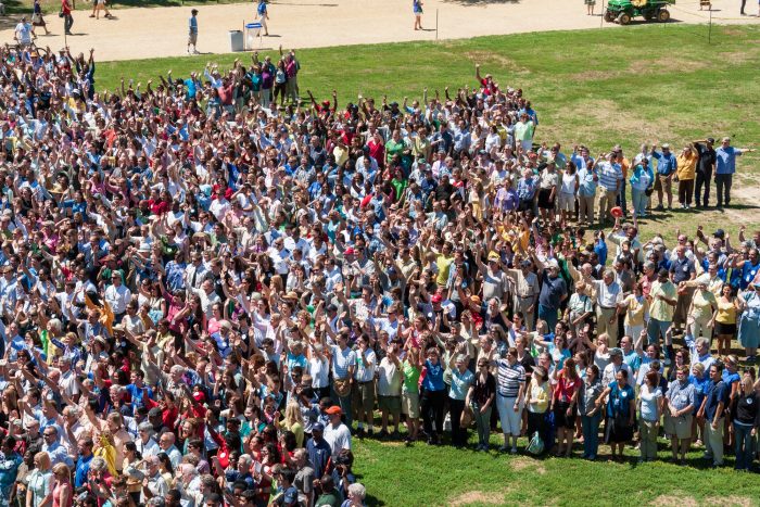 Staff gathered on the Mall