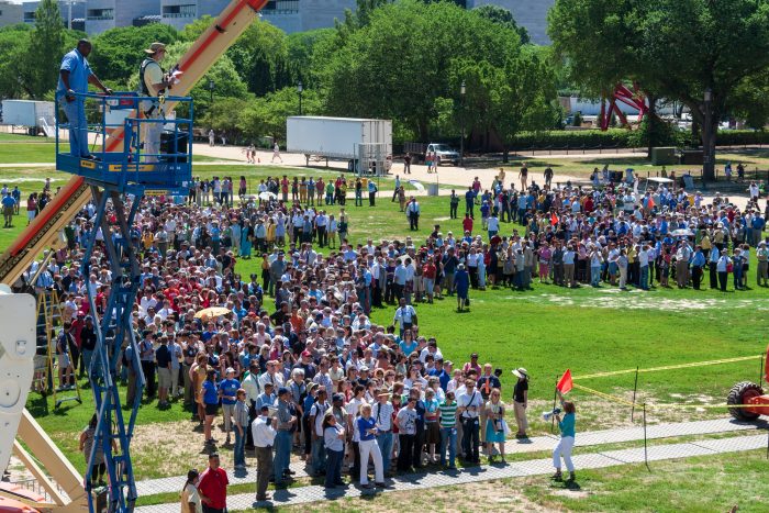 Staff gathering on the mall