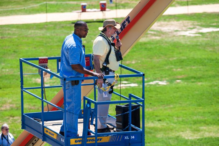 Richard Kurin on cherry picker