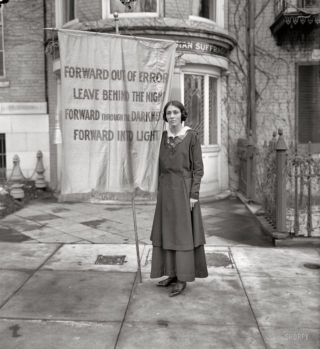 Suffragette Inez Milholland with banner