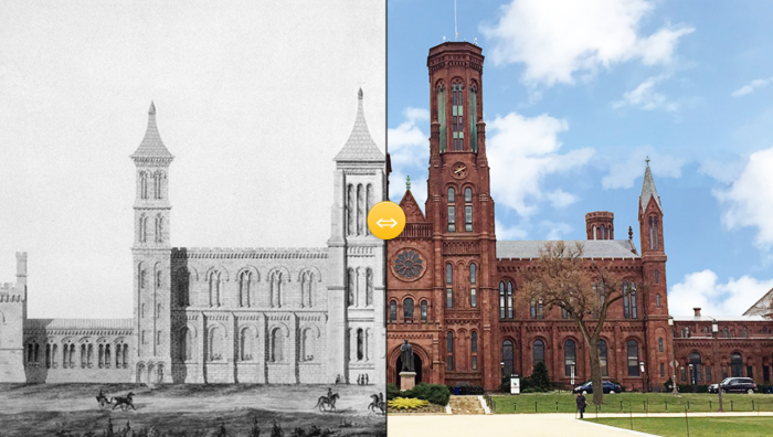 Side by side comparison of Smithsonian Castle