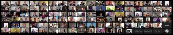 Screen shots of attendees at virtual meeting