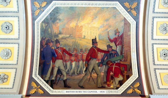 Painting of British forces setting Capitol alight