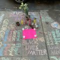 Sidewalk with memorial BLM messages