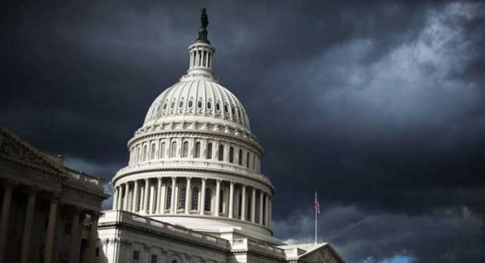 Storm clouds over the US Capitol