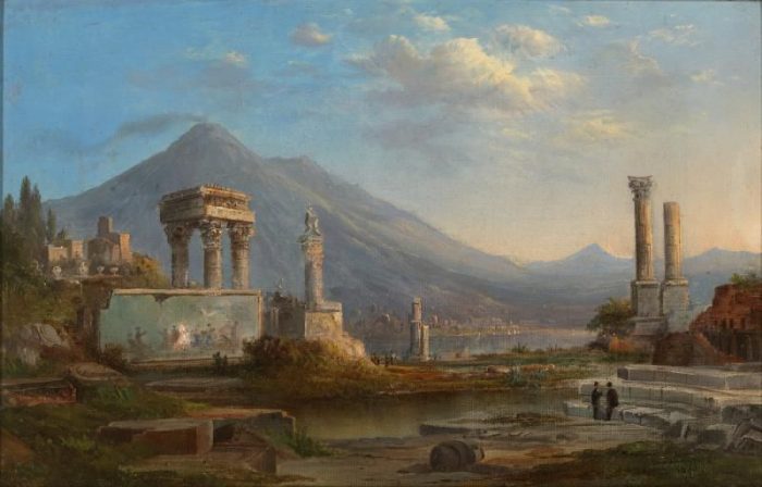 Landscape painting of Roman ruins