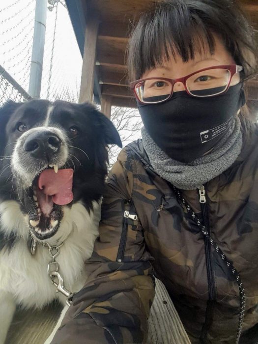 Audrey Lin with Pip the border collie