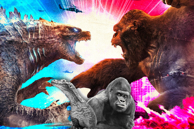 Composite image of King Kong and Godzilla