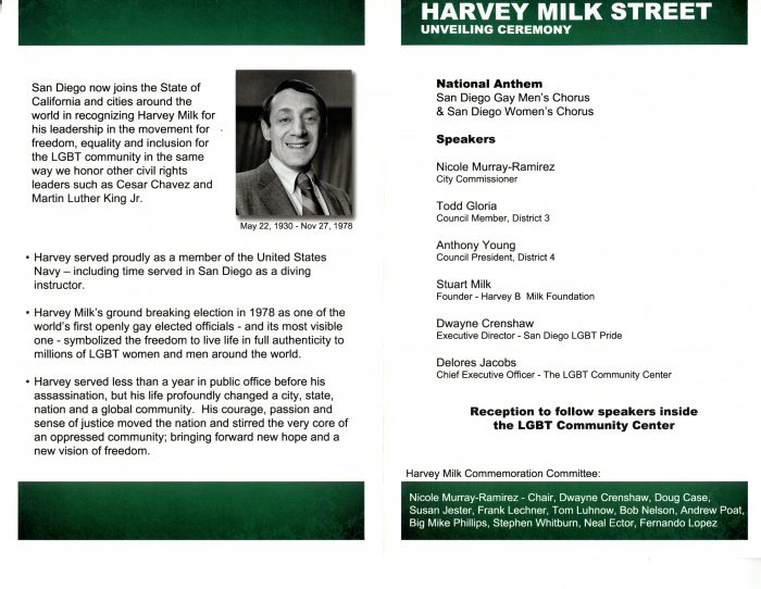 Program for dedication of Milk Street