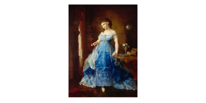 Portrait of woman in blue dress