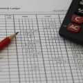 iStock photo of general ledger page with pencil and calculator