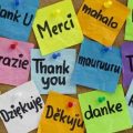 Post it notes saying thank you in different languages