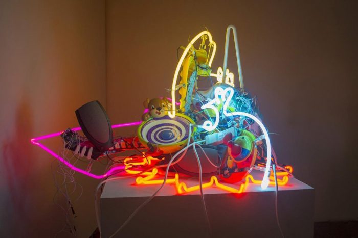 Neon and glass sculpture