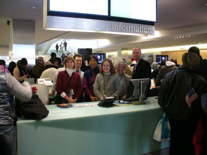 108. Barack Obama’s inauguration on January 20, 2009, VIARC staff and volunteers pictured here at the American History Constitution Avenue desk