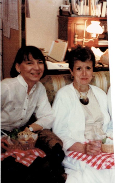 Lois Brown and Carolyn Clampitt, Training Coordinators in the temporary office in the Great Hall, 1988