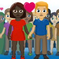 Graphic for Sidedoor 7.5 showing animated people of many races holding hands