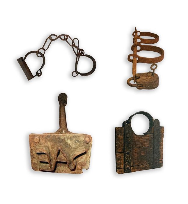 Shackles and other objects from the Meader collection