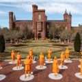 Orange statues in Haupt Garden