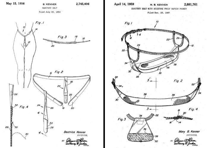 Patent drawings for sanitary napkin belt