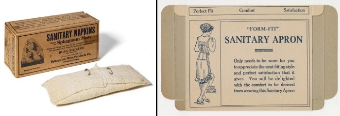 Vintage menstrual products and pacaging