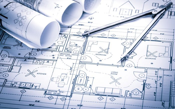 Stock photo of construction blueprints